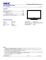 Preview for 1 page of NEC E461 Installation Manual