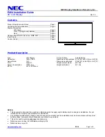 Preview for 1 page of NEC E464 Installation Manual