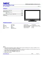 Preview for 1 page of NEC E552 Installation Manual