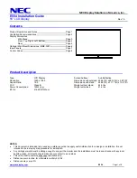 Preview for 1 page of NEC E554 Installation Manual