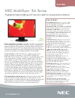 Preview for 1 page of NEC EA190M-BK - MultiSync - 19" LCD Monitor Specifications