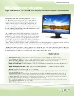 Preview for 1 page of NEC EA223WM-BK Specifications