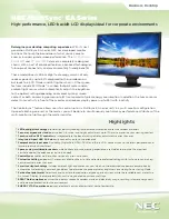 Preview for 1 page of NEC EA243WM-BK Specifications