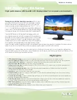 Preview for 1 page of NEC EA273WM-BK Specification