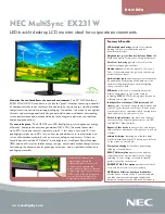 Preview for 1 page of NEC EX231W-BK Specifications