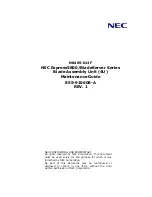 Предварительный просмотр 1 страницы NEC Express 5800 Maintenance Manual