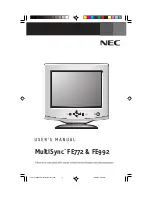NEC FE992-BK - MultiSync - 19" CRT Display User Manual предпросмотр