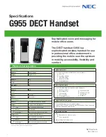 Preview for 1 page of NEC G955 Specifications