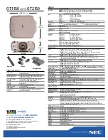 Предварительный просмотр 2 страницы NEC GT1150 Series Specifications