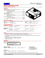 Preview for 1 page of NEC GT950 - MultiSync XGA LCD Projector Installation Manual