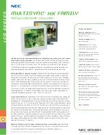 Предварительный просмотр 1 страницы NEC LCD1700NX - MultiSync - 17" LCD Monitor Specifications