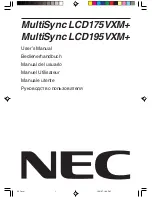 Preview for 1 page of NEC LCD175VXM - MultiSync - 17" LCD Monitor User Manual