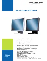 Preview for 1 page of NEC LCD1980SX - MultiSync - 19" LCD Monitor Specifications