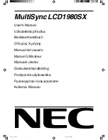 Preview for 1 page of NEC LCD1980SX - MultiSync - 19" LCD Monitor User Manual