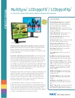 NEC LCD1990FX-BK - MultiSync - 19" LCD Monitor Features And Benefits предпросмотр