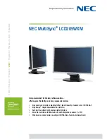 Предварительный просмотр 1 страницы NEC LCD205WXM - MultiSync - 20" LCD Monitor Specifications