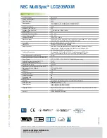 Предварительный просмотр 2 страницы NEC LCD205WXM - MultiSync - 20" LCD Monitor Specifications