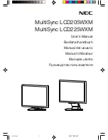 Preview for 1 page of NEC LCD205WXM - MultiSync - 20" LCD Monitor User Manual