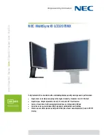 NEC LCD2070NX - MultiSync - 20" LCD Monitor Specification Sheet preview