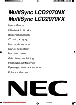 Preview for 1 page of NEC LCD2070NX - MultiSync - 20" LCD Monitor User Manual