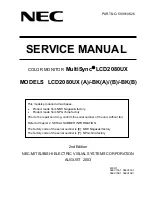 Preview for 1 page of NEC LCD2080UX - MultiSync - 20.1" LCD Monitor Service Manual
