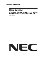 NEC LCD2180WGLEDBKSV - MultiSync - 21.3" LCD Monitor User Manual preview