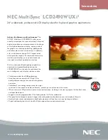 Предварительный просмотр 1 страницы NEC LCD2490WUXI2-BK - MultiSync - 24" LCD... Brochure & Specs