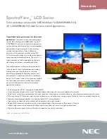 Предварительный просмотр 1 страницы NEC LCD3090W-BK-SV - MultiSync - 30" LCD Monitor Specification Sheet