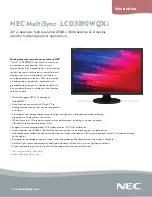 Preview for 1 page of NEC LCD3090WQXI-BK - MultiSync - 29.8" LCD Monitor Specifications
