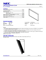 Предварительный просмотр 1 страницы NEC LCD3215 - MultiSync - 32" LCD Flat Panel Display Installation Manual