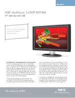 Preview for 1 page of NEC LCD3735WXM - MultiSync - 37" LCD TV Specifications