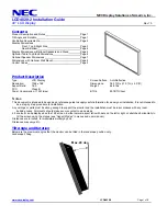 Preview for 1 page of NEC LCD4020-2-IT - MultiSync - 40" LCD Flat Panel Display Installation Manual