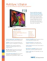 Preview for 1 page of NEC LCD4610-BK - MultiSync - 46" LCD Flat Panel Display Specifications