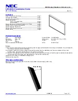 Preview for 1 page of NEC LCD4620-2 Installation Manual