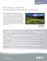 Preview for 1 page of NEC LCD5710-2-AV - MultiSync - 57" LCD Flat Panel Display Specifications
