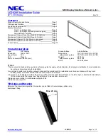 NEC LCD8205 - MultiSync - 82" LCD Flat Panel Display Installation Manual предпросмотр