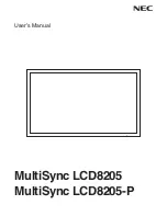 Preview for 1 page of NEC LCD8205-P - MultiSync - 82" LCD Flat Panel... User Manual