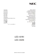 NEC LED-A019i Setup Manual preview