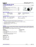 Preview for 1 page of NEC LT380 - MultiSync XGA LCD Projector Installation Manual
