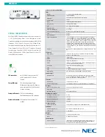 Предварительный просмотр 2 страницы NEC M260X Series Technical Specifications