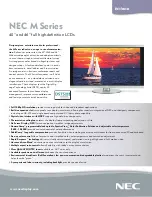 Предварительный просмотр 1 страницы NEC M40-2-AV - 40" LCD Flat Panel Display Specifications