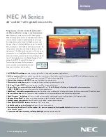 NEC M40-2-AVT - 40" LCD TV Specification Sheet preview