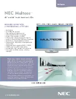 NEC M40 - MULTEOS - 40" LCD TV Specifications preview