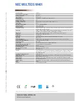Preview for 2 page of NEC MULTEOS M401 Technical Specifications