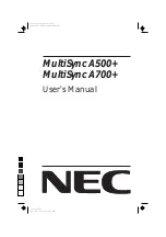 NEC MultiSync A500+ User Manual preview