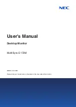 NEC MultiSync E172M User Manual preview