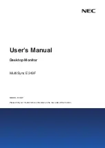 NEC MultiSync E243F User Manual preview