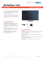 Preview for 1 page of NEC MultiSync E424 Quick Manual