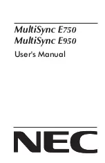 NEC MultiSync E750 User Manual preview