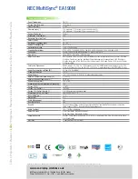Предварительный просмотр 2 страницы NEC MultiSync EA190M Specifications